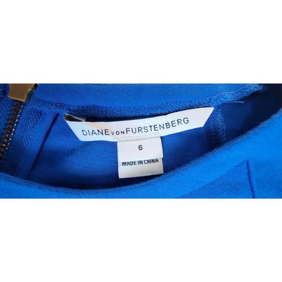 Diane Von Furstenberg Dress Mini Women’s 6 Blue Delyse Zipper Back - Picture 6 of 14